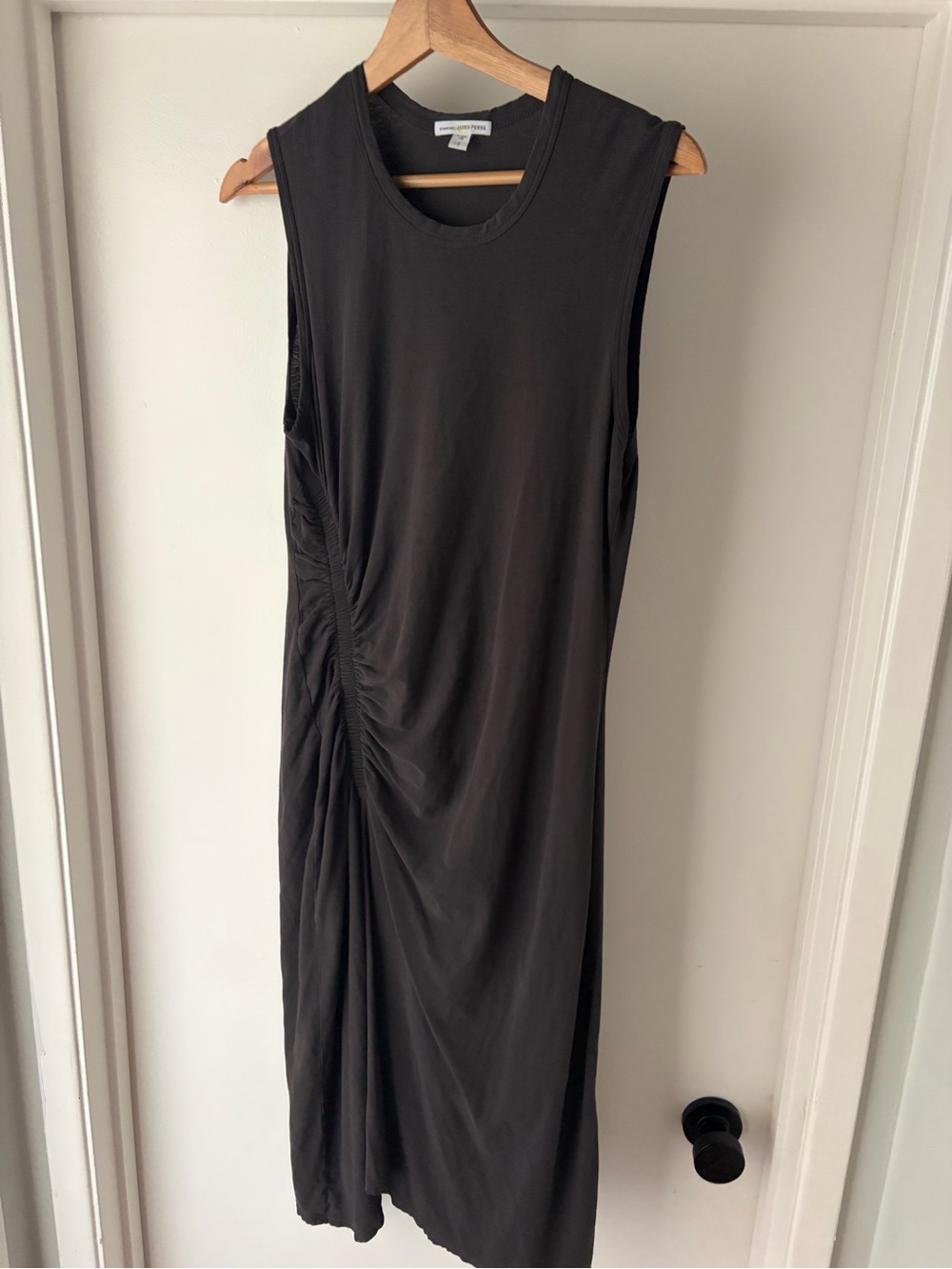 James Pearse Sleeveless Ruched Dress Charcoal Grey Tank Dress Size 3 / L